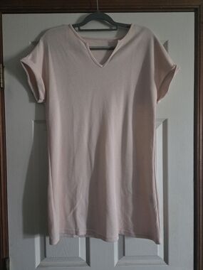 SHEIN Blush Pink V-Notch Mini Dress